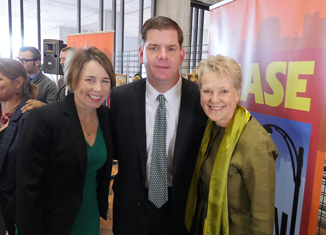 Swanee with Boston mayor Marty Walsh and MA attorney general Maura Healey