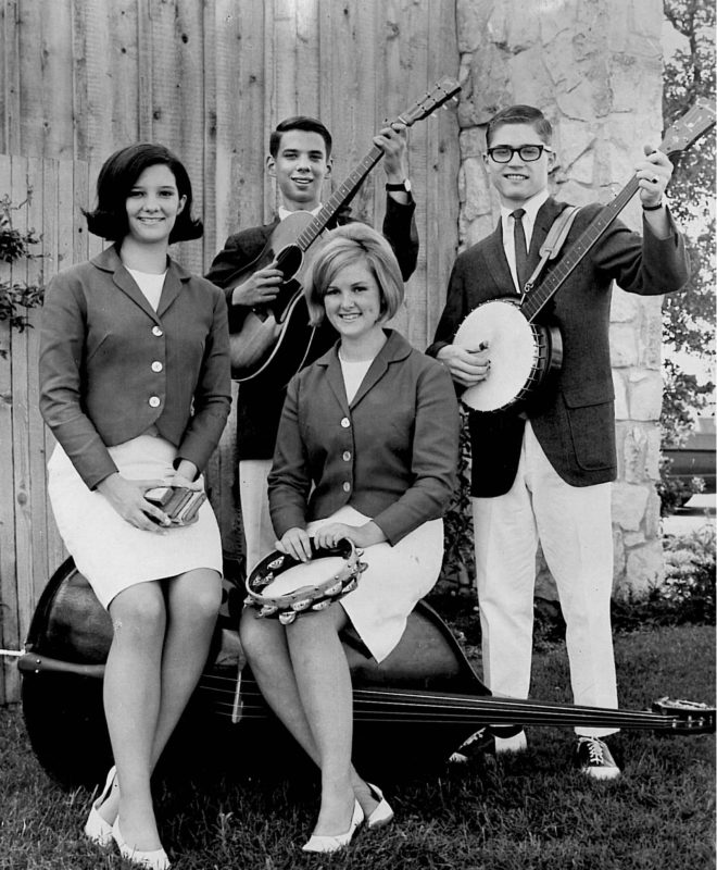 Teenaged Swanee Hunt with three bandmates, members of "The Lively Ones."