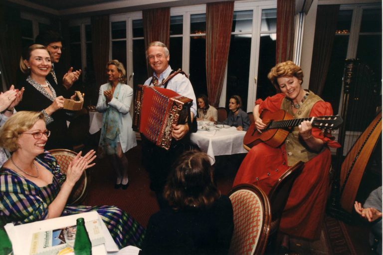Hillary and Chelsea Clinton spent a rare week with us in Austria, mixing serious meetings with down home fun.